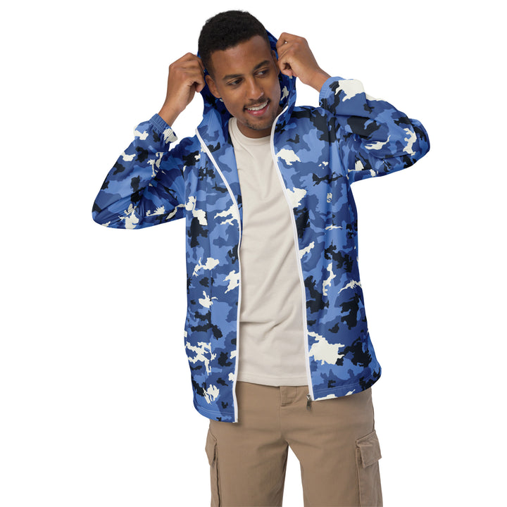 Men’s Windbreaker - White-Blue Camouflage