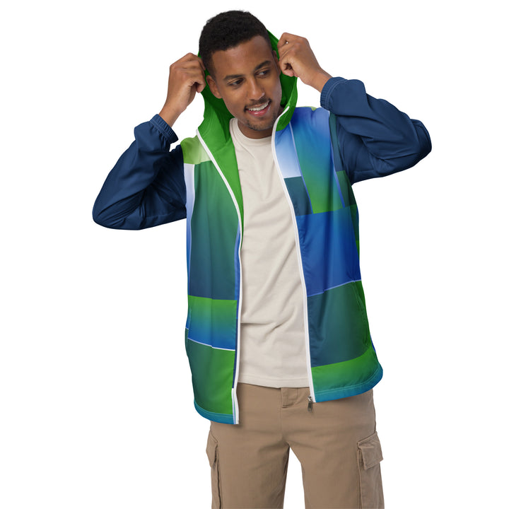 Men’s Windbreaker - Green-Blue Square