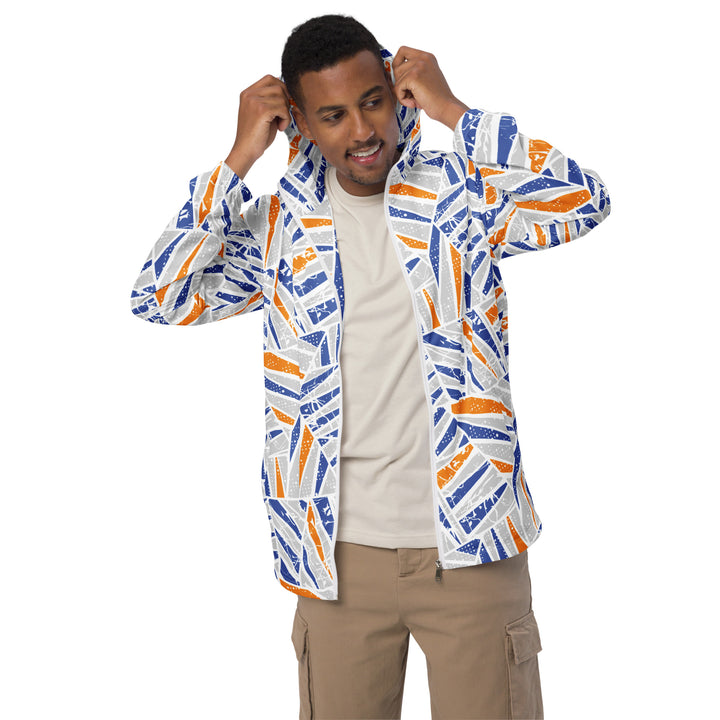 Men’s Windbreaker - Grey-Blue Palms