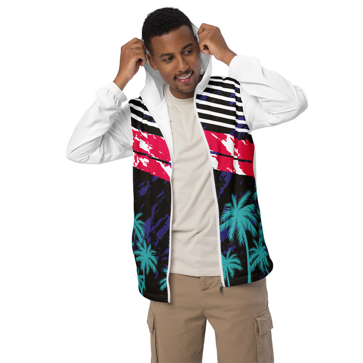 Men’s Windbreaker - Black-White Palms