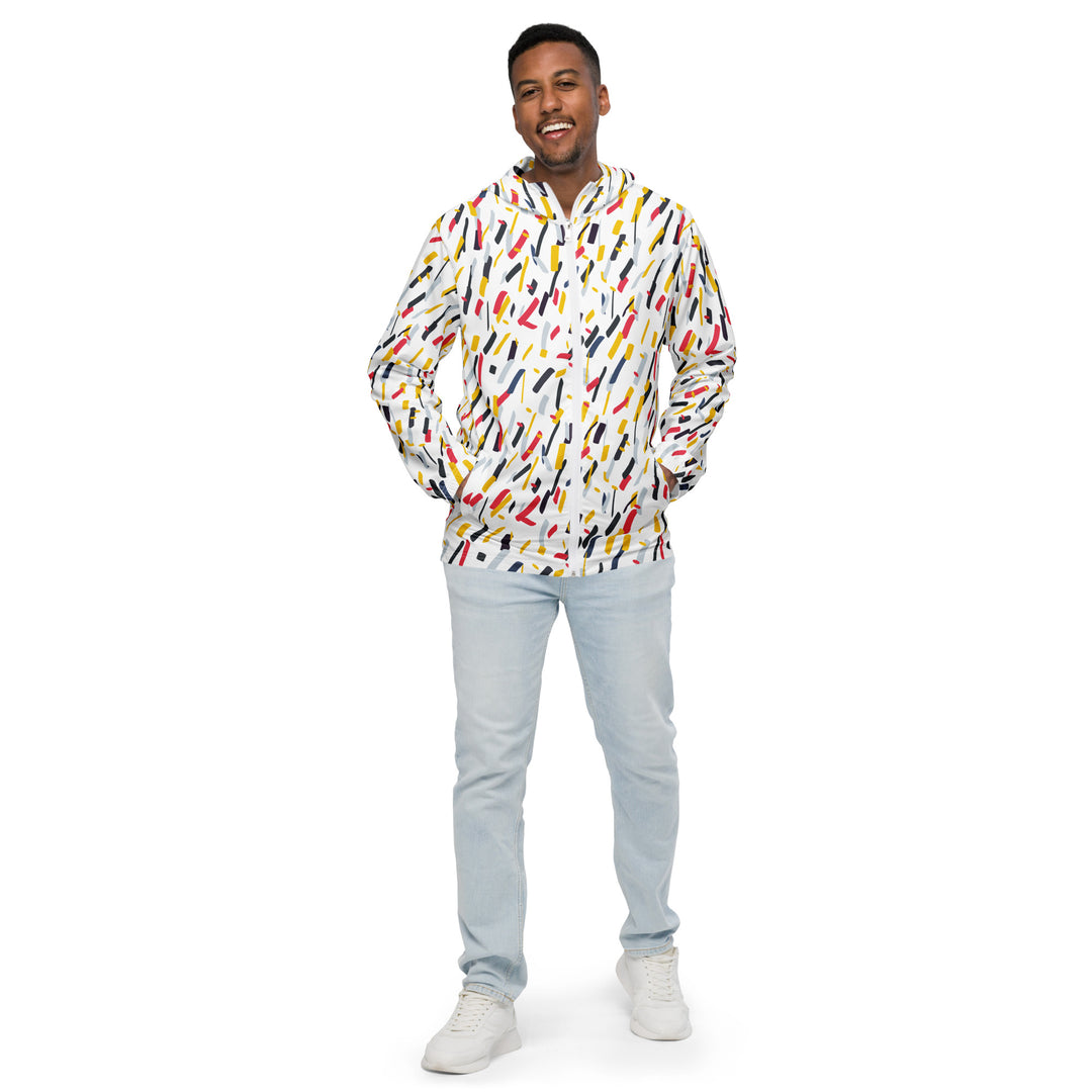 Men’s Windbreaker - White-Red Confetti