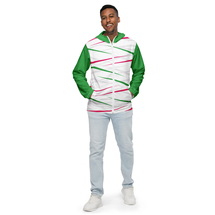 Men’s Windbreaker - White-Green Spike