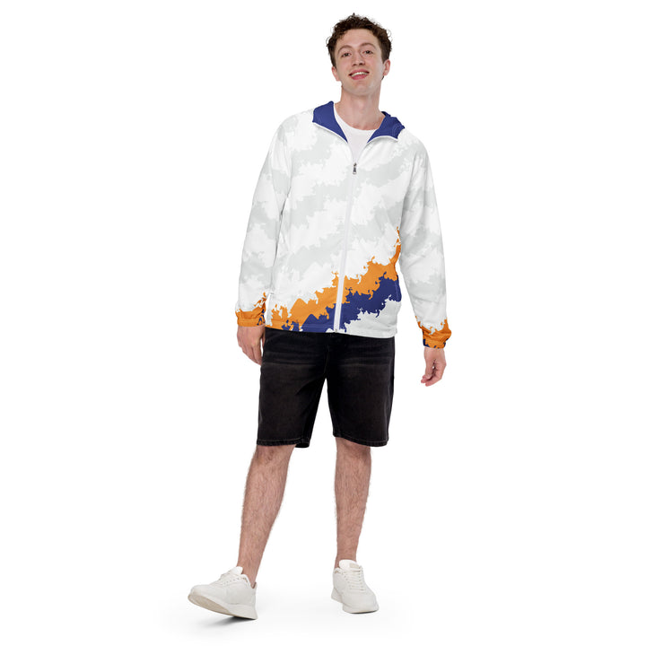 Men’s Windbreaker - Grey-Orange Flame