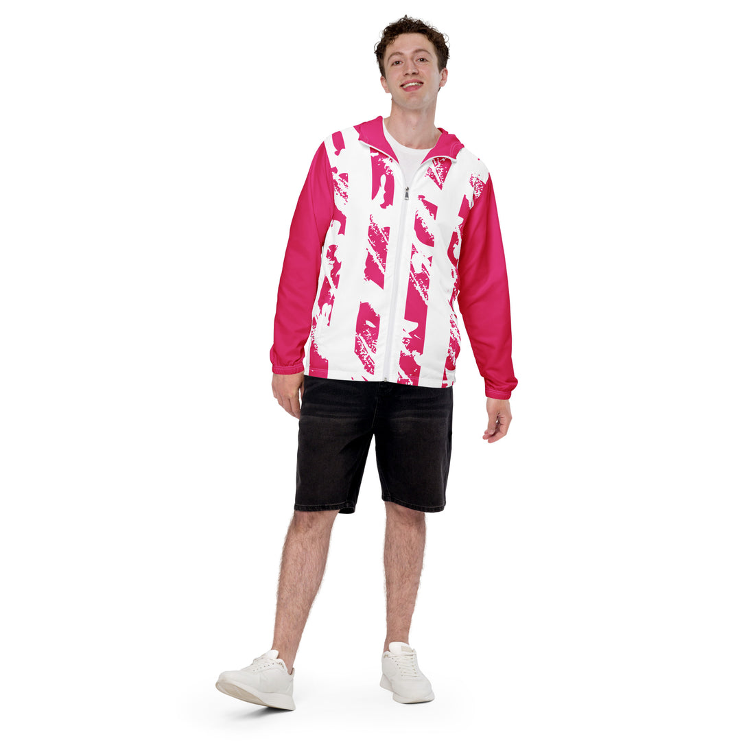 Men’s Windbreaker - Pink-White Bar