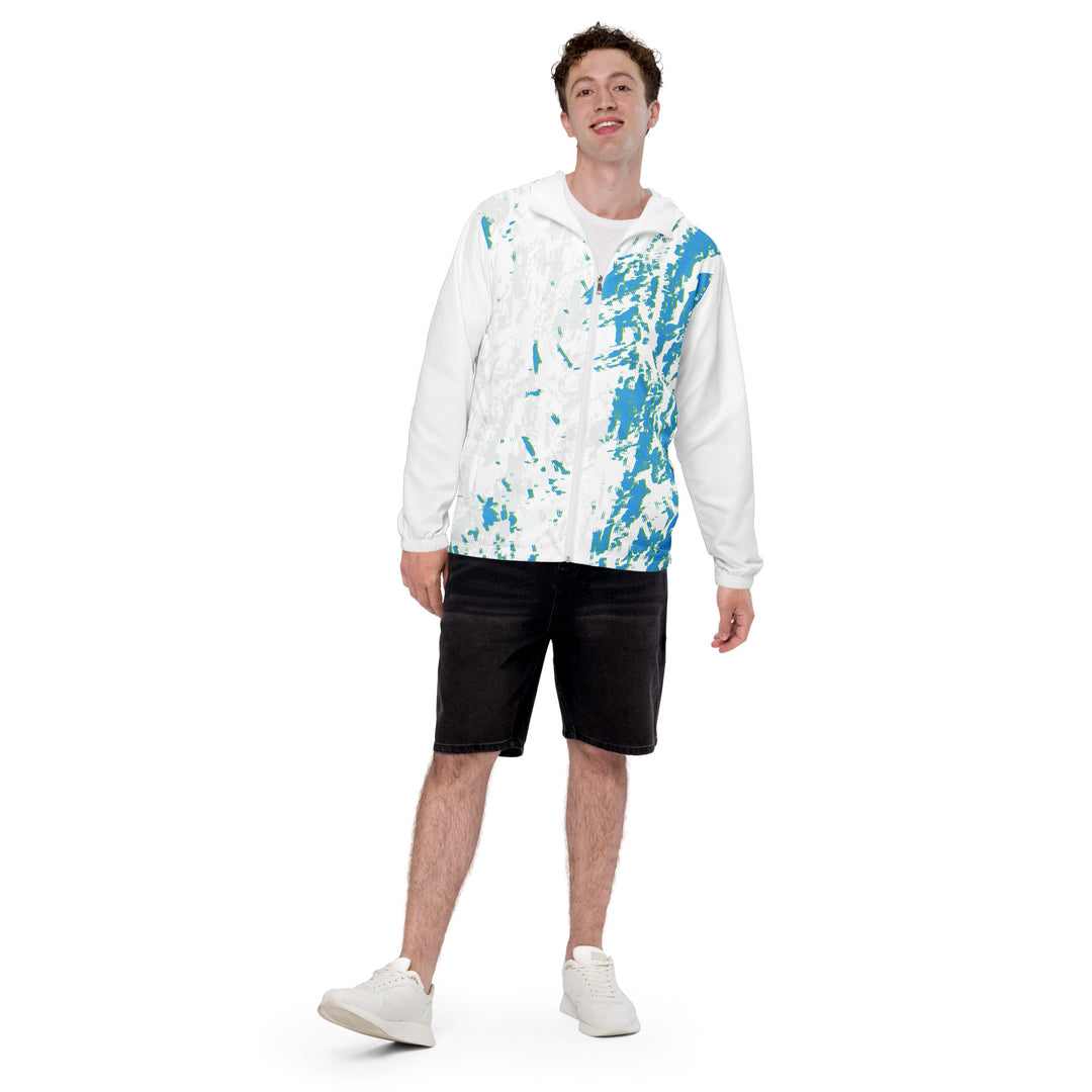 Men’s Windbreaker - White-Turquoise Action