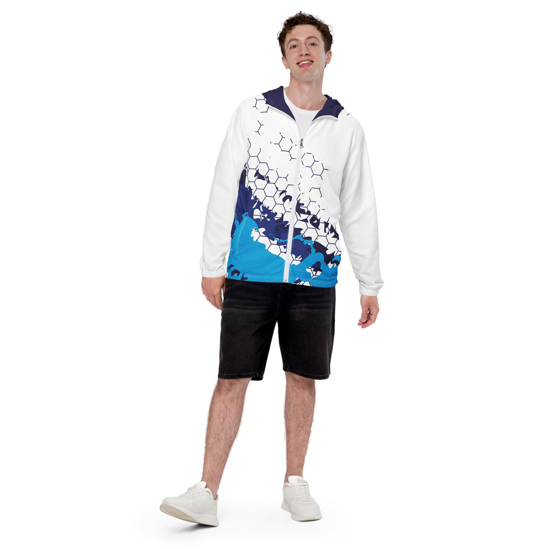 Men’s Windbreaker - White-Blue Comb