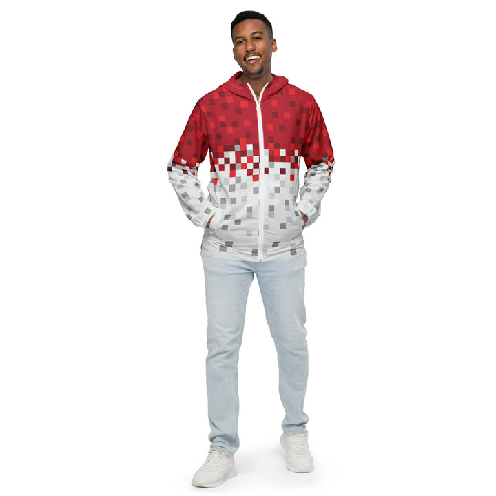 Men’s Windbreaker - White-Red Pixel