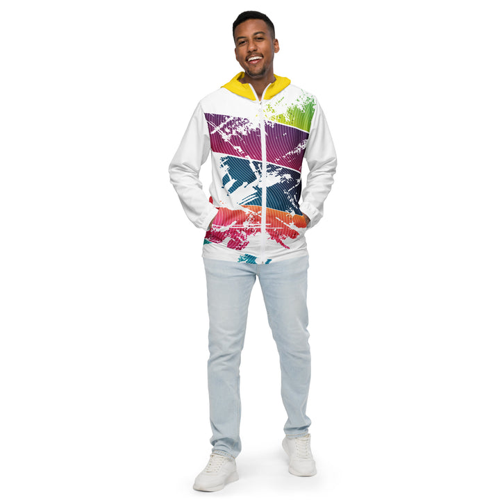 Men’s Windbreaker - White-Purple Curve