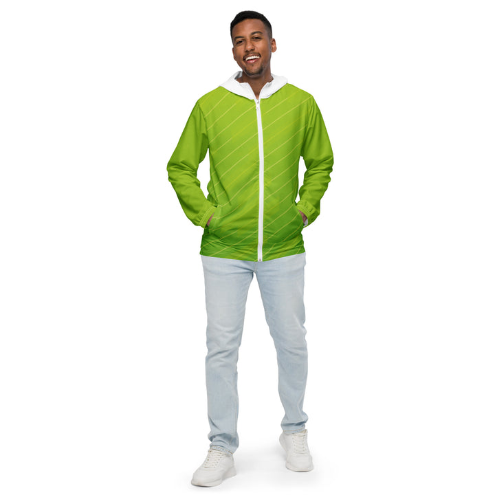 Men’s Windbreaker - Green-White Lines