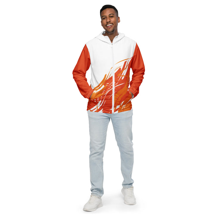 Men’s Windbreaker - White-Orange Flame