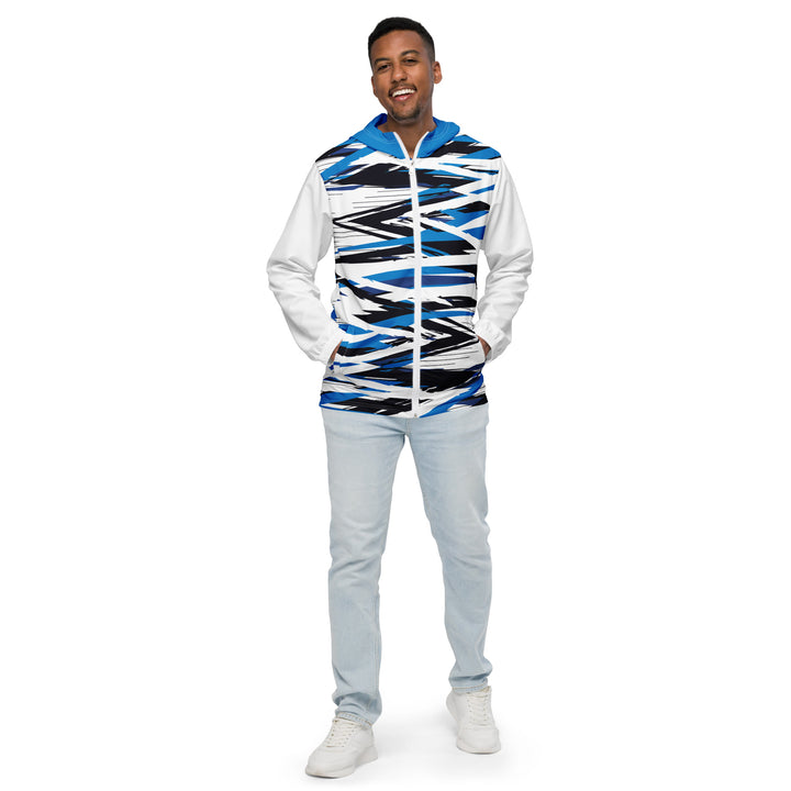 Men’s Windbreaker - White-Blue Criss