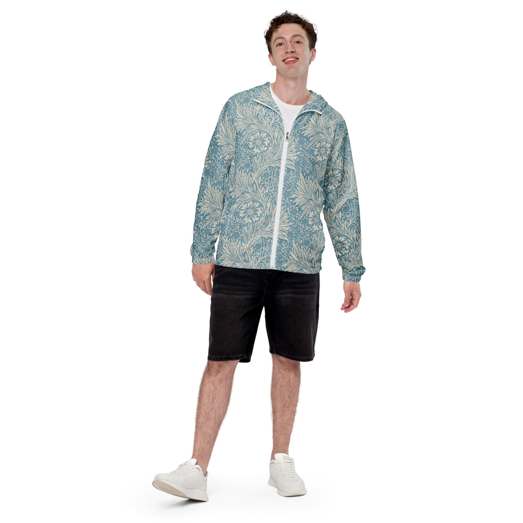 Men’s Windbreaker - Beige-Blue Flower