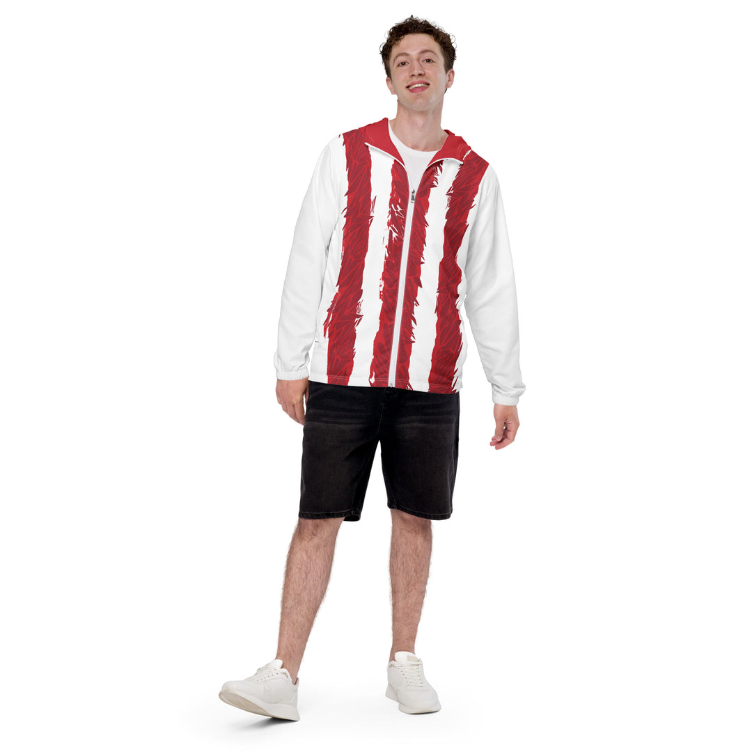 Men’s Windbreaker - White-Red Bar