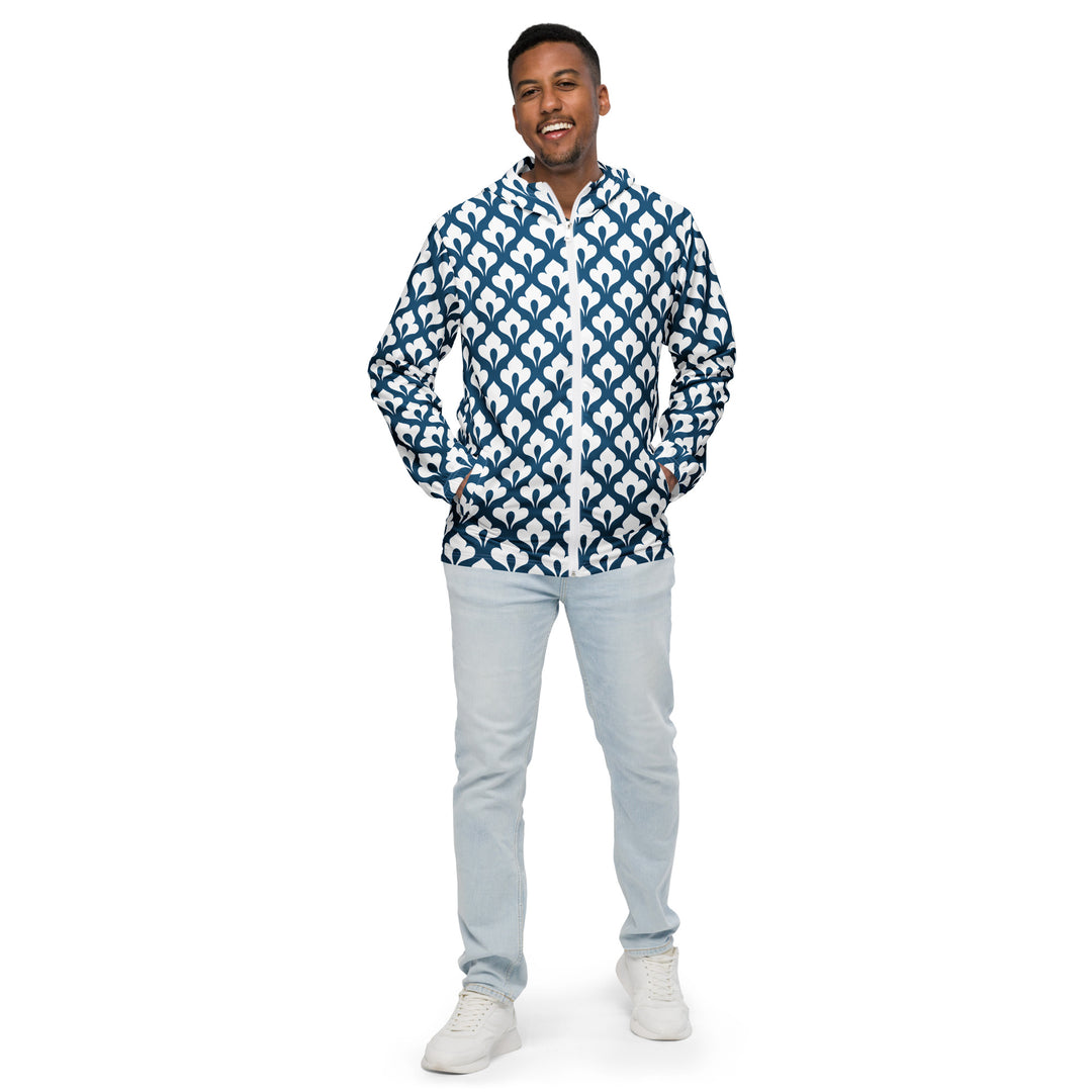 Men’s Windbreaker - Blue-White Flower