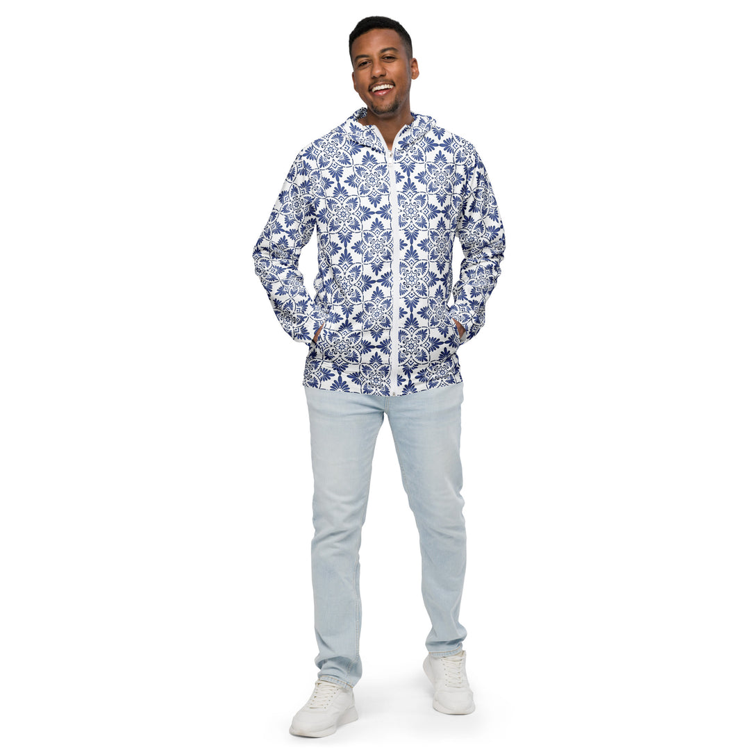 Men’s Windbreaker - White-Blue Blossom