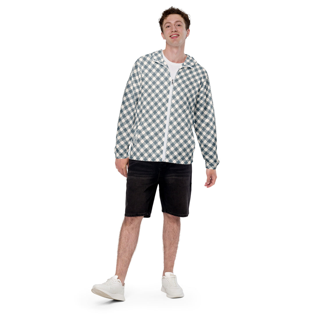 Men’s Windbreaker - White-Green Lattice