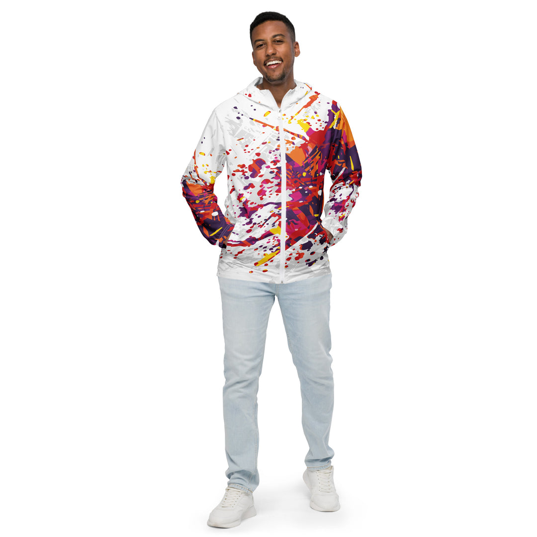 Men’s Windbreaker - White-Red Explosion