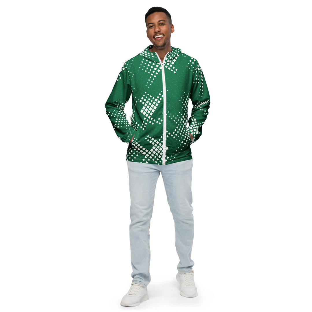 Men’s Windbreaker - Green-White Pixel