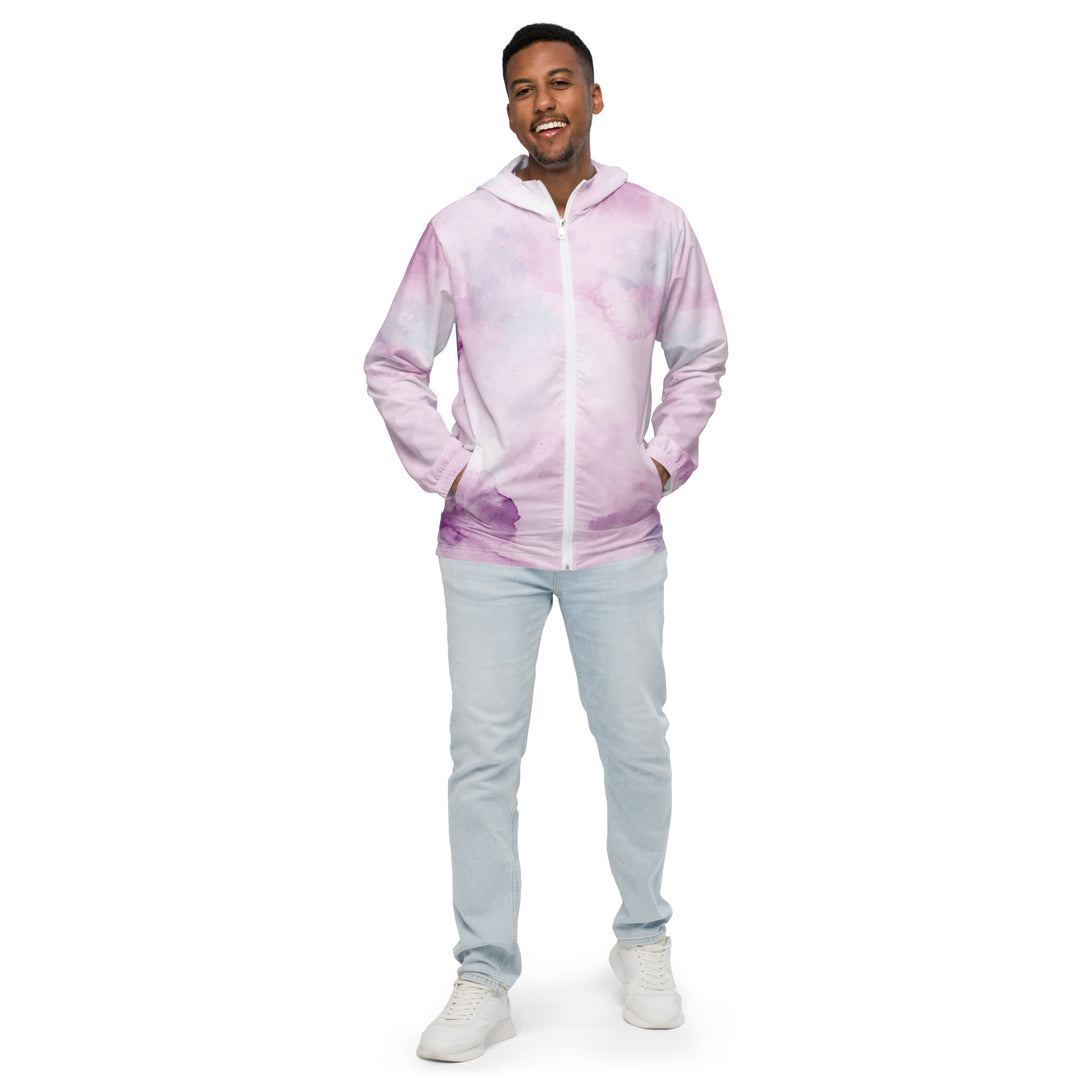 Men’s Windbreaker - White-Purple Dab