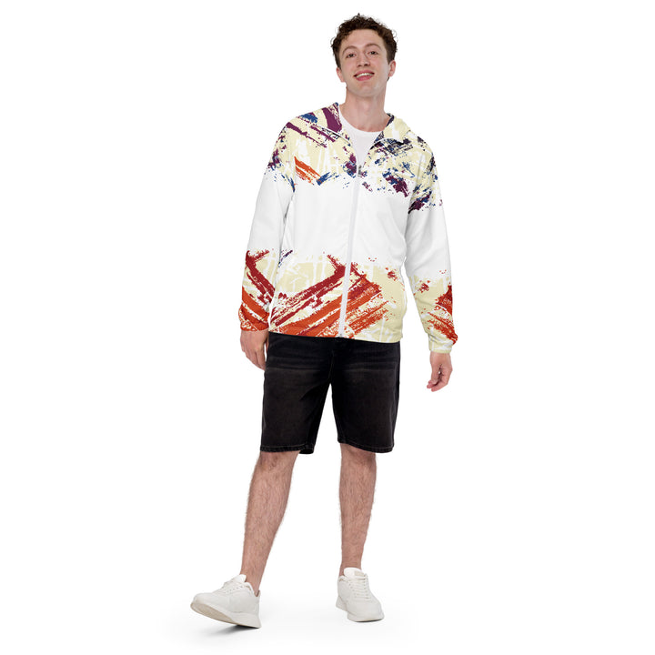 Men’s Windbreaker - White-Orange Stains