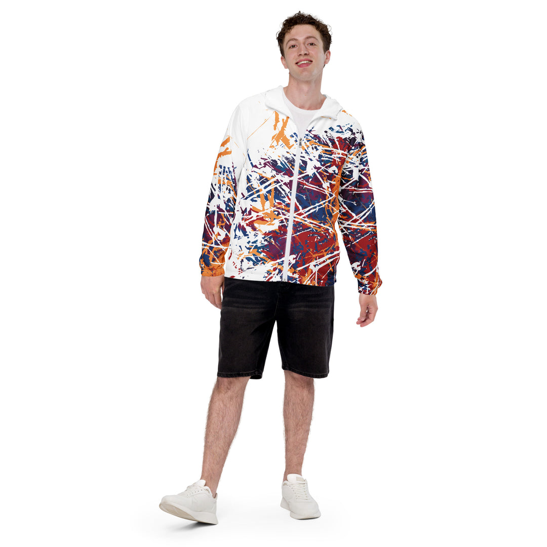 Men’s Windbreaker - White-Red Impale