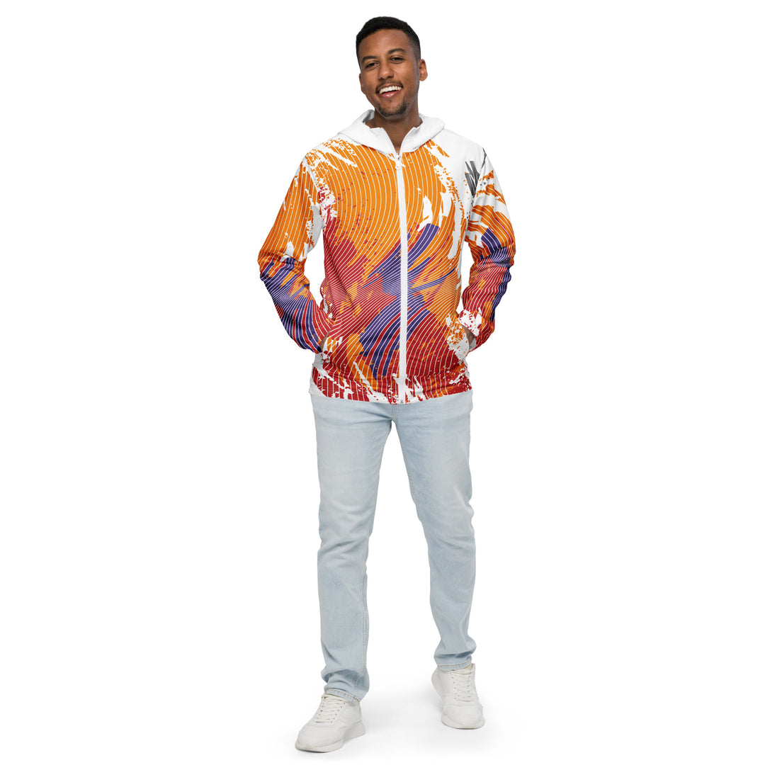 Men’s Windbreaker - White-Orange Curve