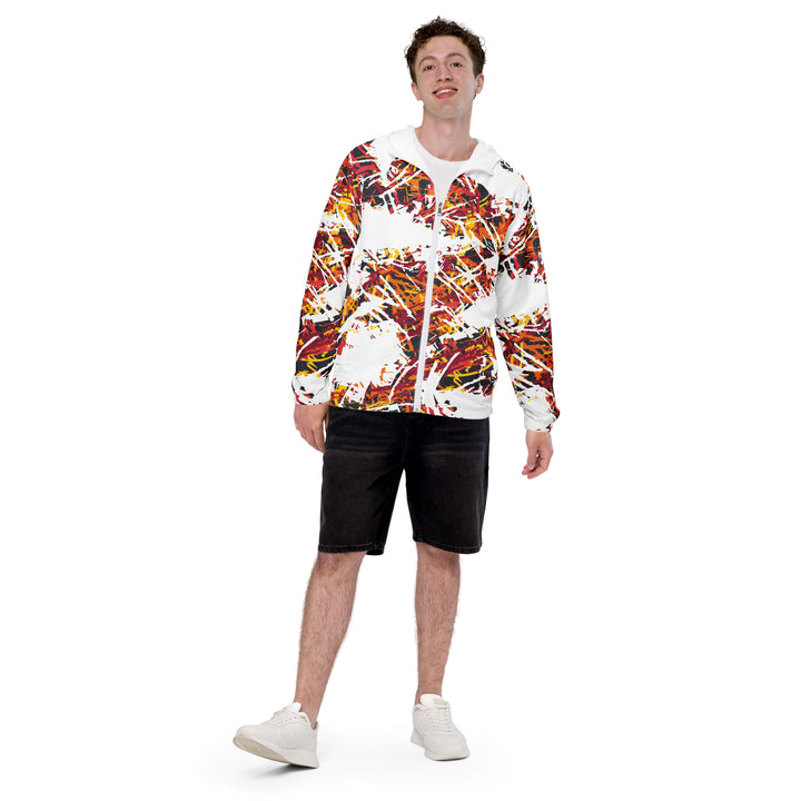 Men’s Windbreaker - White-Red Criss