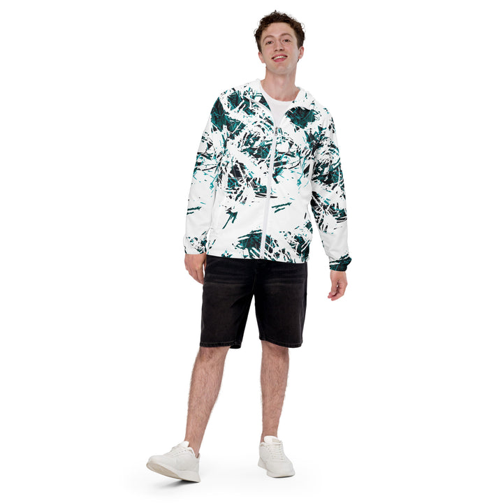 Men’s Windbreaker - White-Turquoise Skill