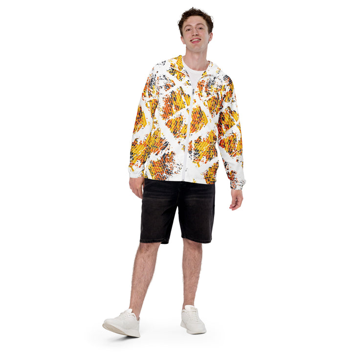 Men’s Windbreaker - White-Yellow Grid