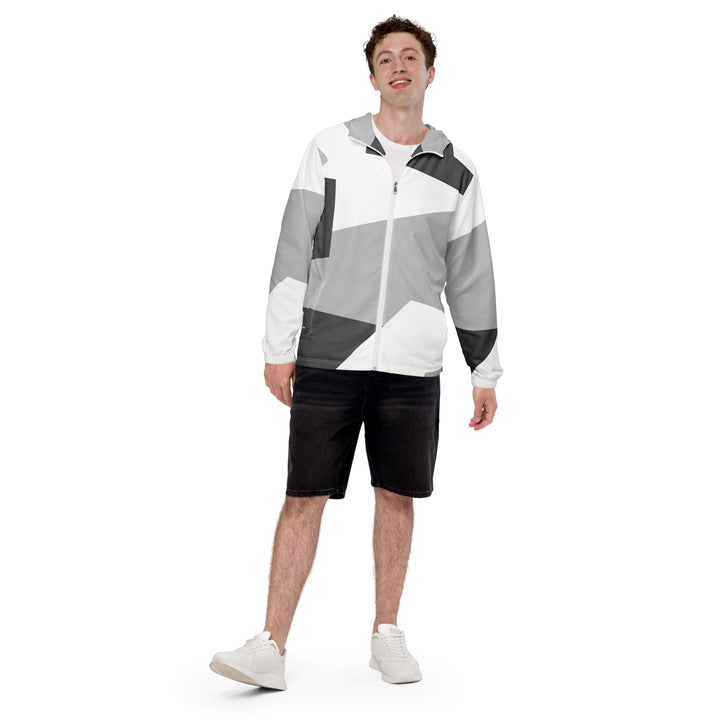 Men’s Windbreaker - White-Grey Simple