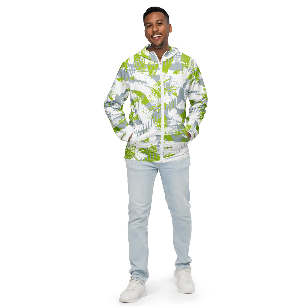 Men’s Windbreaker - White-Green Spray