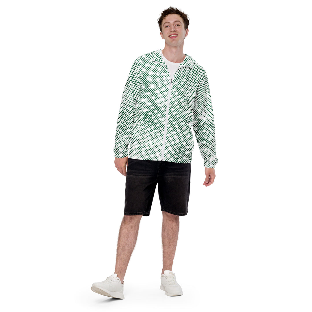 Men’s Windbreaker - White-Green Grid