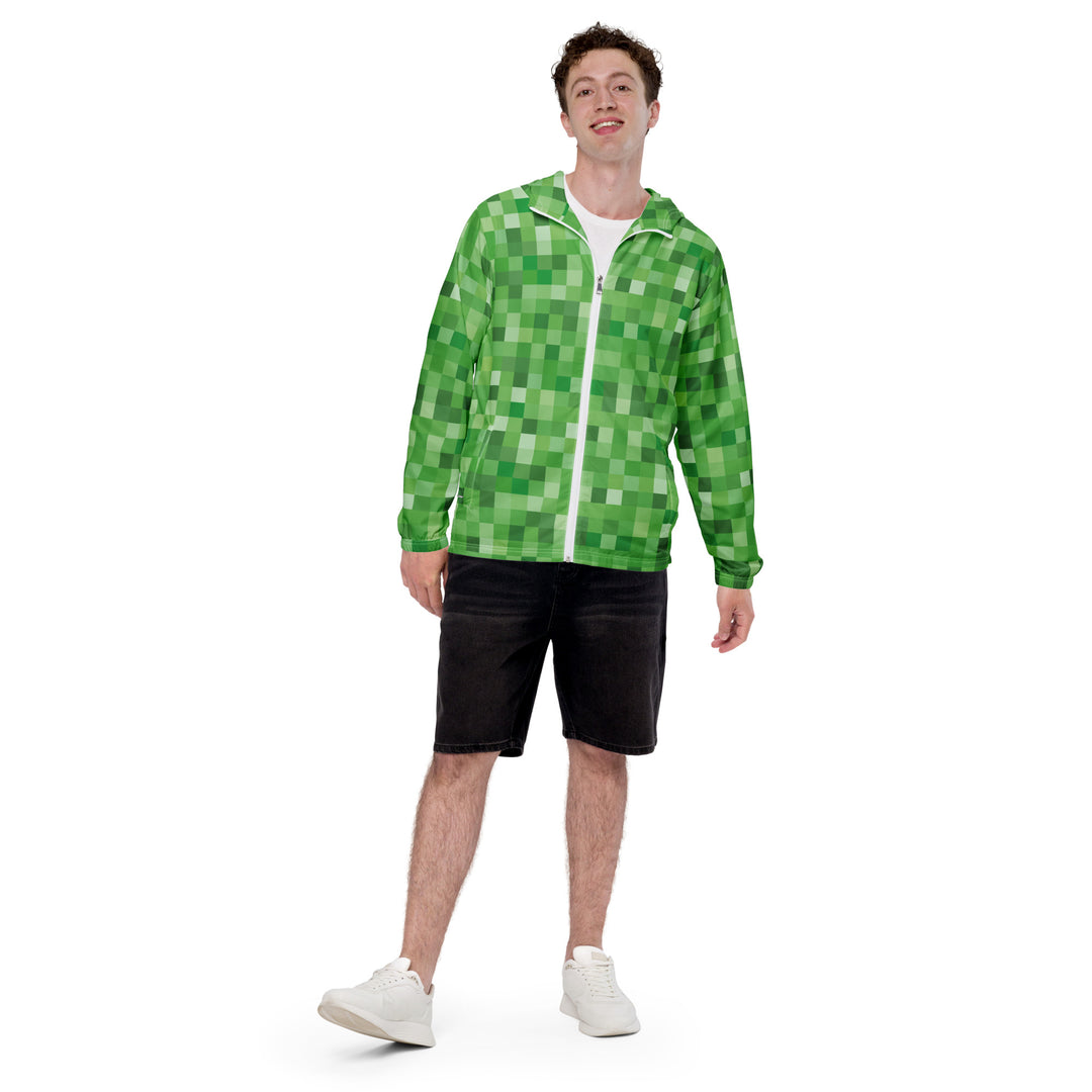 Men’s Windbreaker - Green Pixel