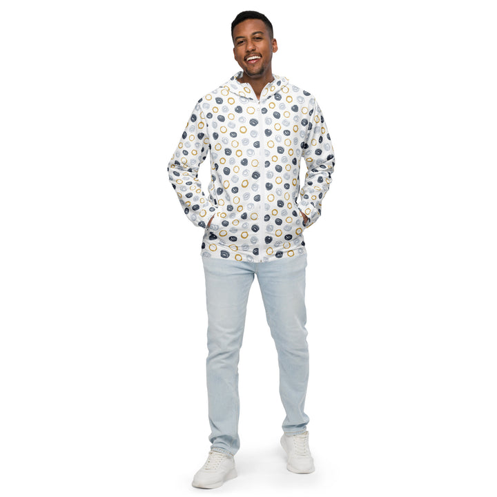 Men’s Windbreaker - White-Yellow Dots