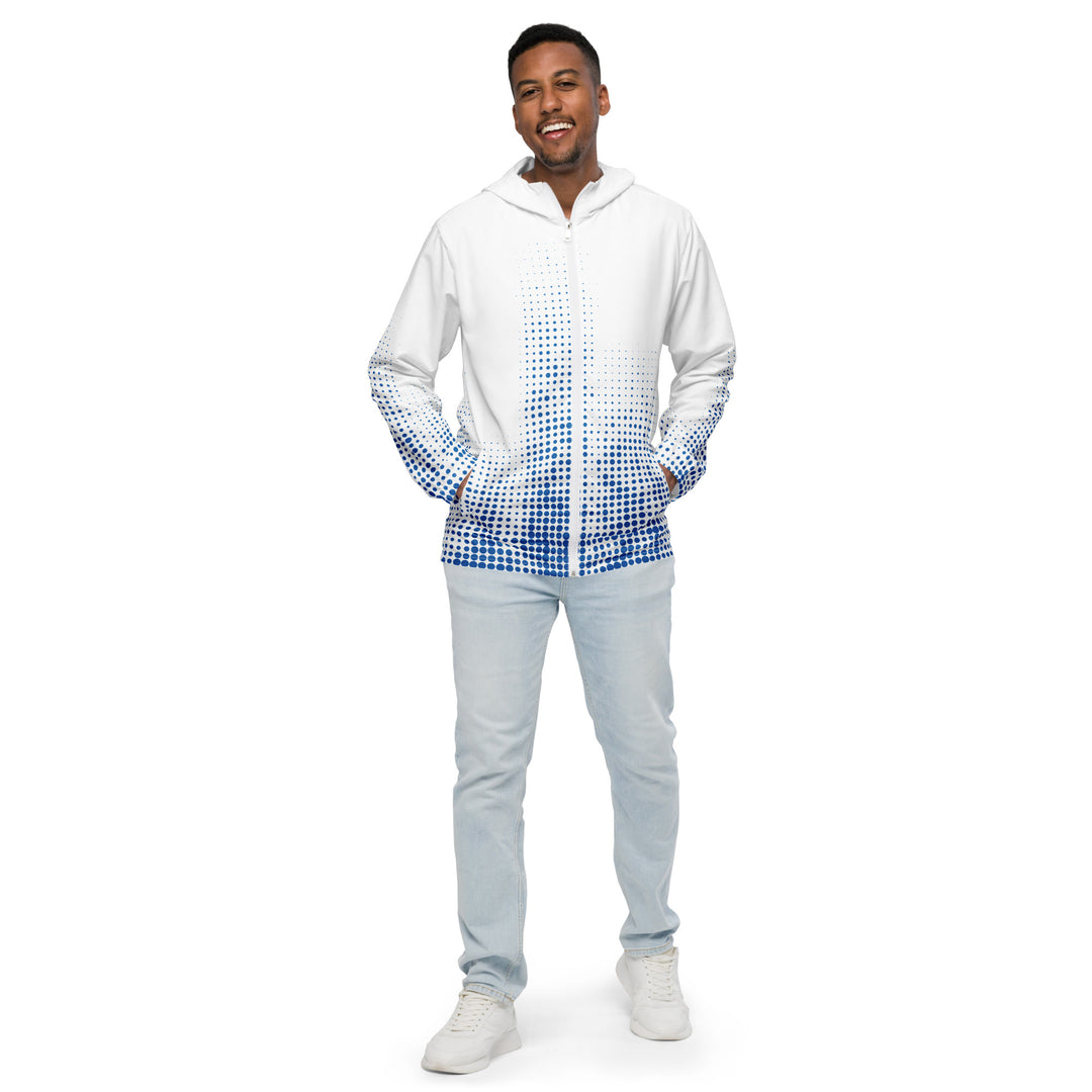 Men’s Windbreaker - White-Blue Halftone