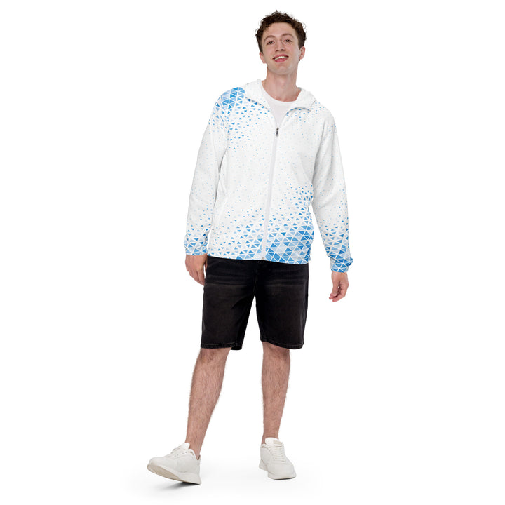 Men’s Windbreaker - White-Blue Triangle