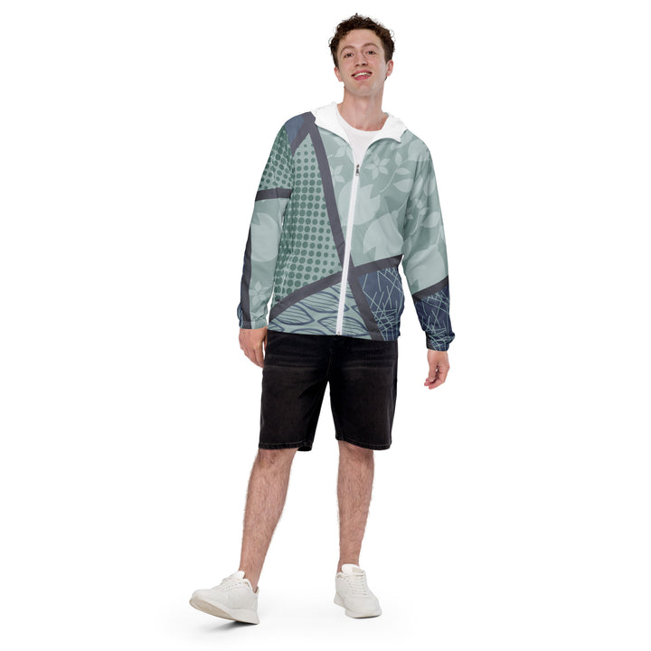 Men’s Windbreaker - Green-Blue Leaves