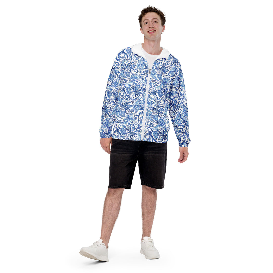 Men’s Windbreaker - White-Blue Elegant