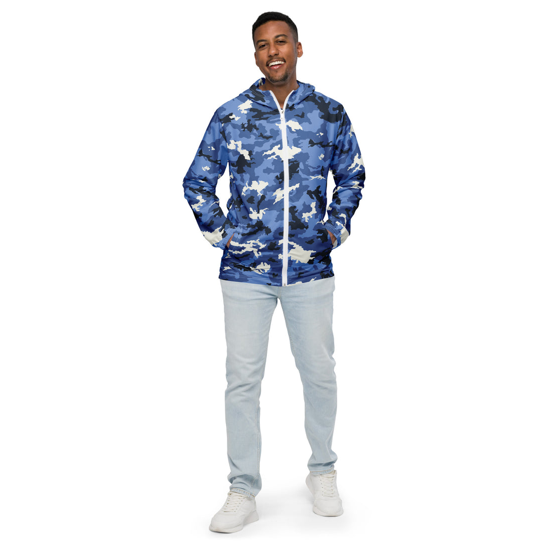 Men’s Windbreaker - White-Blue Camouflage