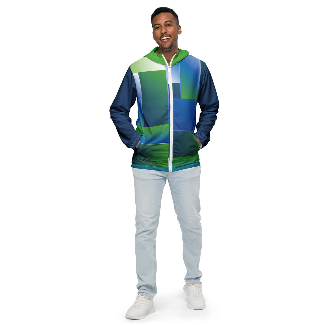 Men’s Windbreaker - Green-Blue Square