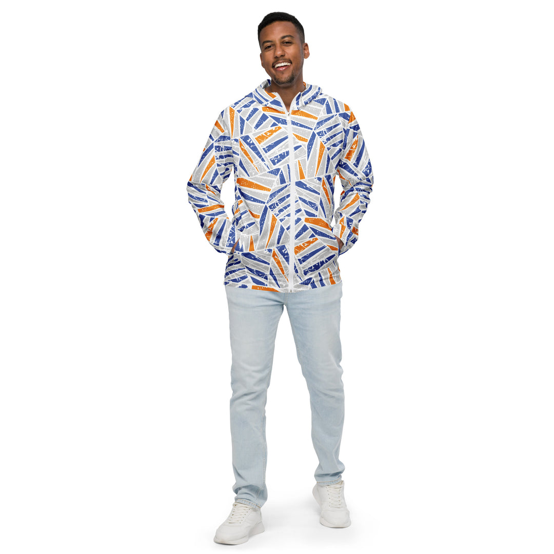 Men’s Windbreaker - Grey-Blue Palms