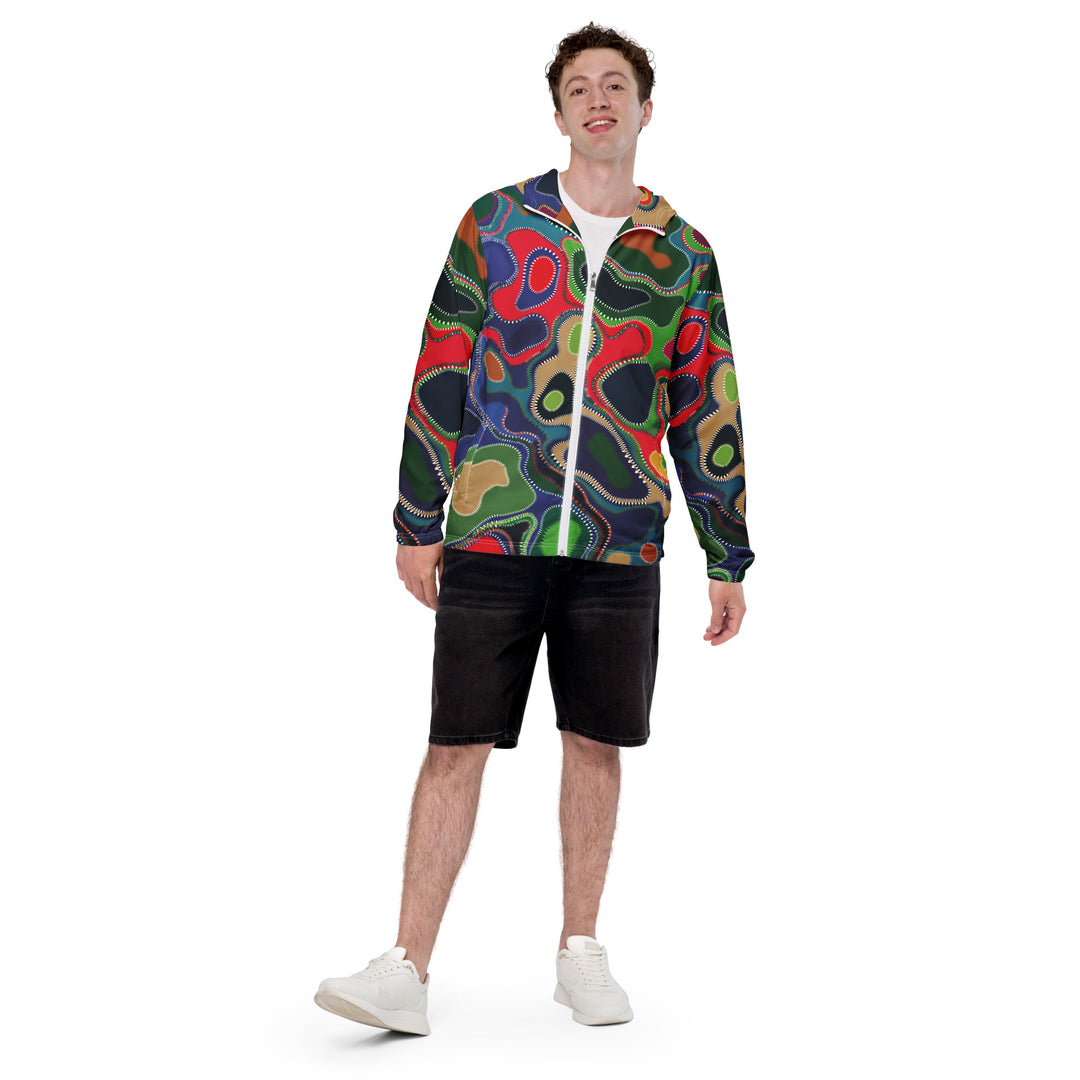 Men’s Windbreaker - Green-Red Feed