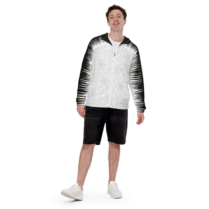 Men’s Windbreaker - White-Grey Maze