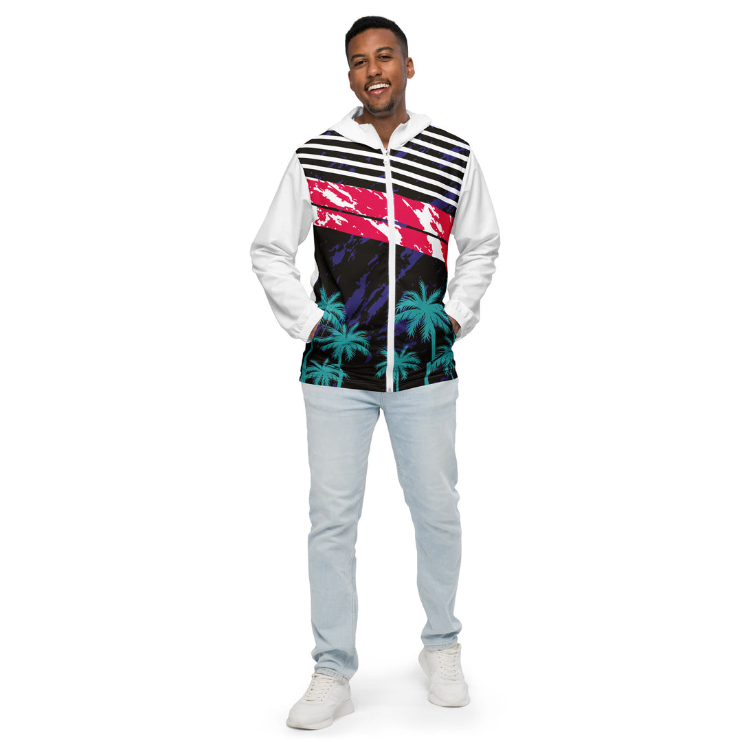 Men’s Windbreaker - Black-White Palms