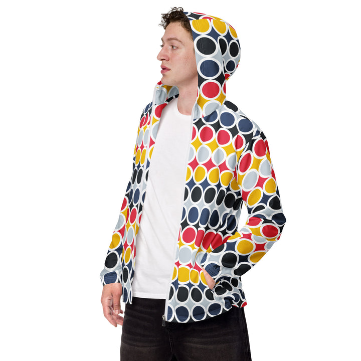 Men’s Windbreaker - White-Red Circles