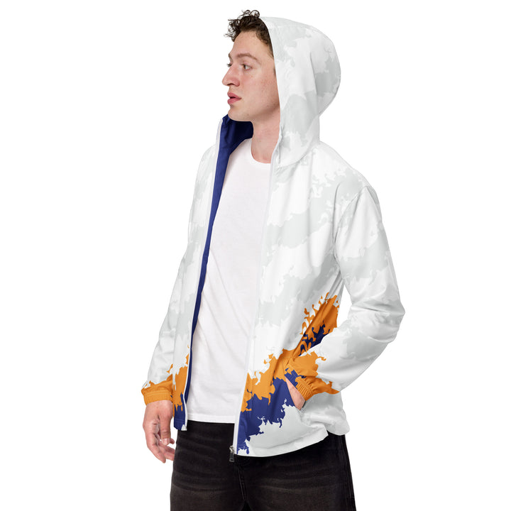 Men’s Windbreaker - Grey-Orange Flame