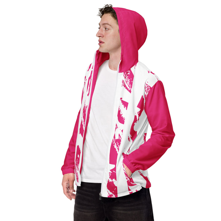 Men’s Windbreaker - Pink-White Bar