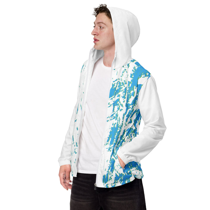 Men’s Windbreaker - White-Turquoise Action