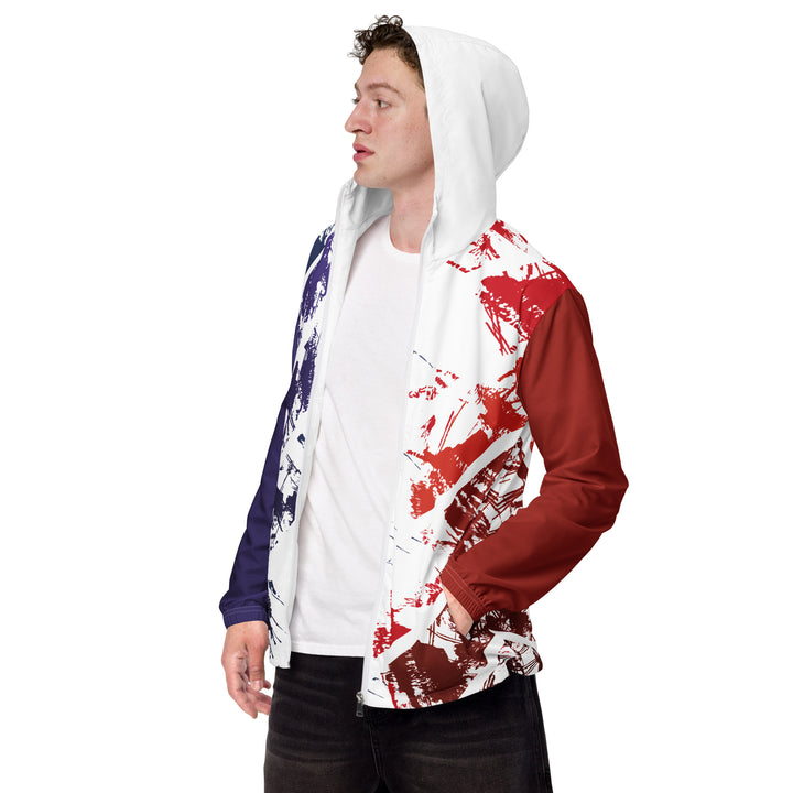 Men’s Windbreaker - White-Blue Grunge