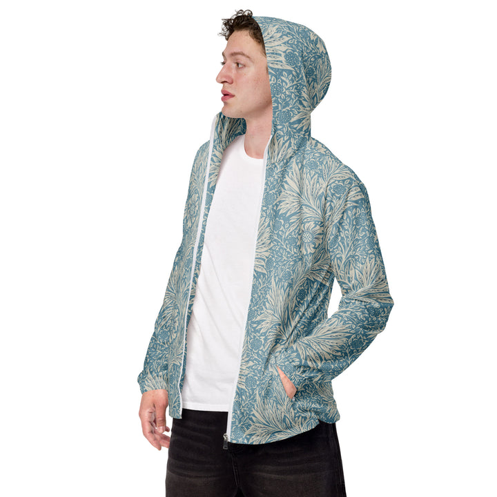 Men’s Windbreaker - Beige-Blue Flower